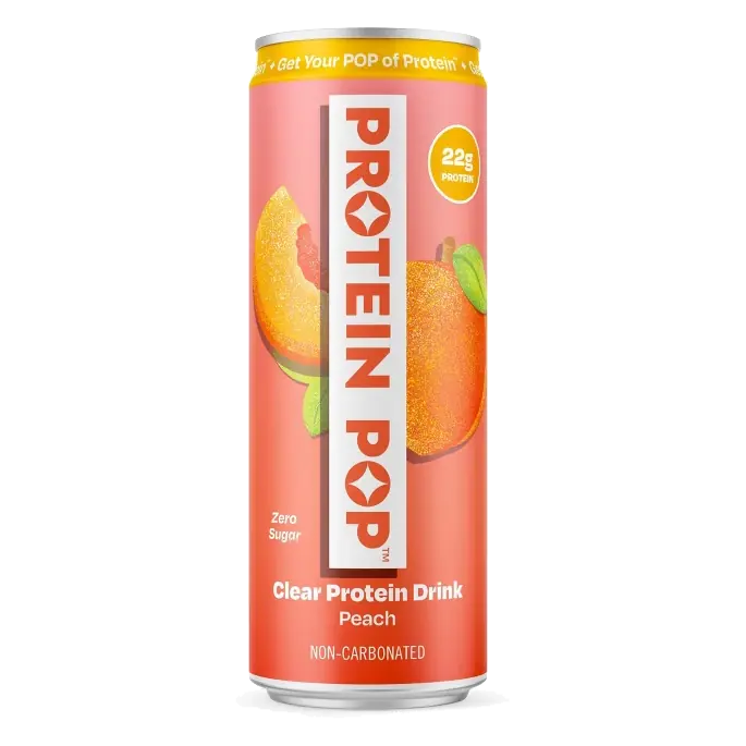 Protein Pop Peach Clear Protein Drink 12floz: Non-Caffeinated