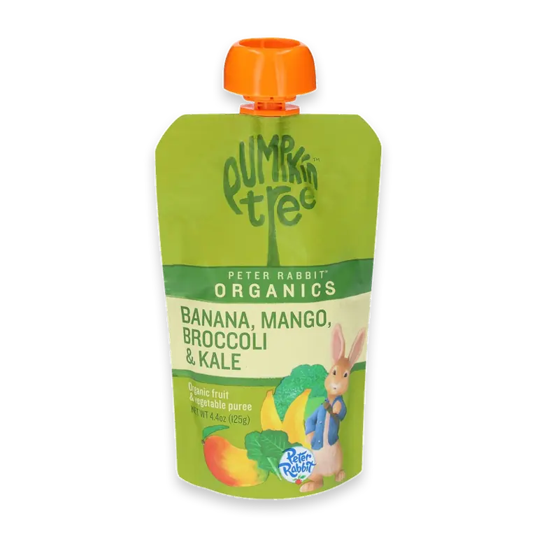 Peter Rabbit Organics Banana Mango Broccoli & Kale Fruit & Veggie Baby Food Snack Pouch
