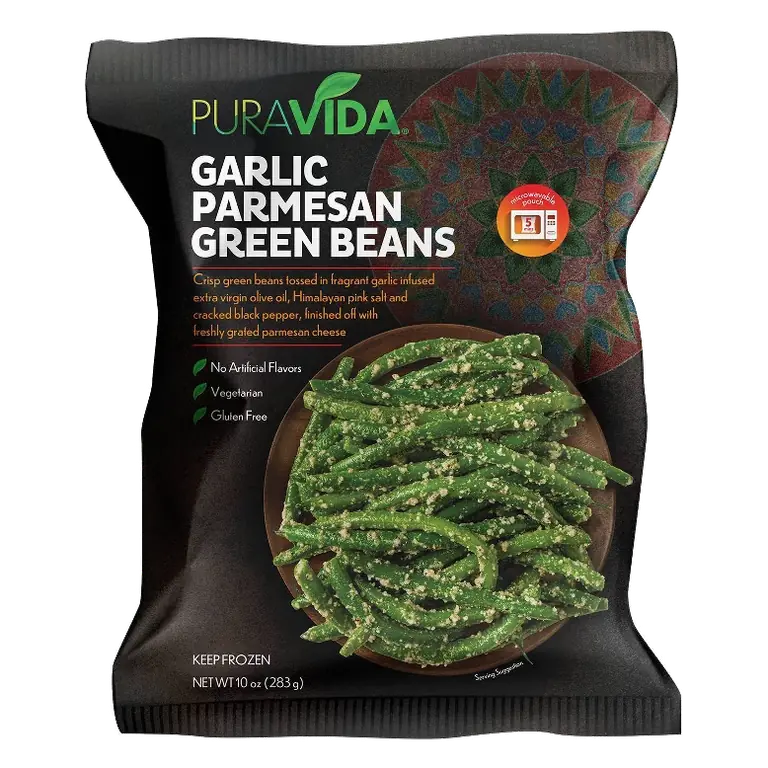 PuraVida Garlic Parmesan Green Beans, 10oz: Roasted