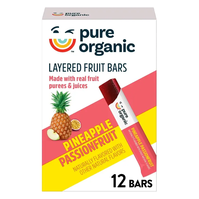 Pure Organic Layered Fruit Snacks Pineapple Passionfruit, 6.2oz/12ct