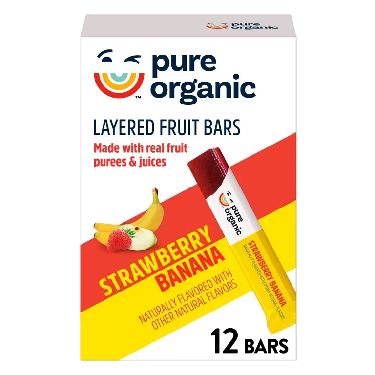 Pure Organic Layered Fruit Snacks Strawberry Banana, 6.2oz/12ct
