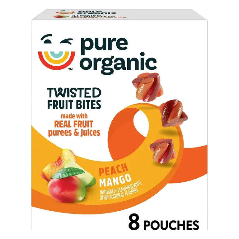 Pure Organic Twisted Fruit Bites Peach Mango, 5.6oz/8ct