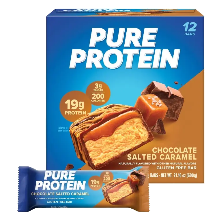 Pure Protein Chocolate Salted Caramel High Protein Snack Protein Bar - 19g Protein - 12ct