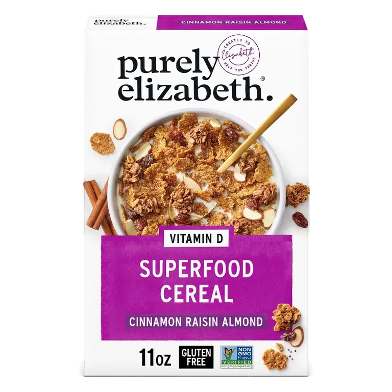 purely elizabeth. Cinnamon Raisin Almond Superfood Breakfast Cereal, 11oz