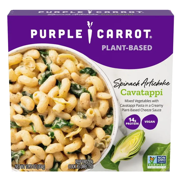 Spinach Artichoke Cavatappi Mixed Vegetables with Cavatappi Pasta in a Creamy Plant-Based Cheeze Sauce