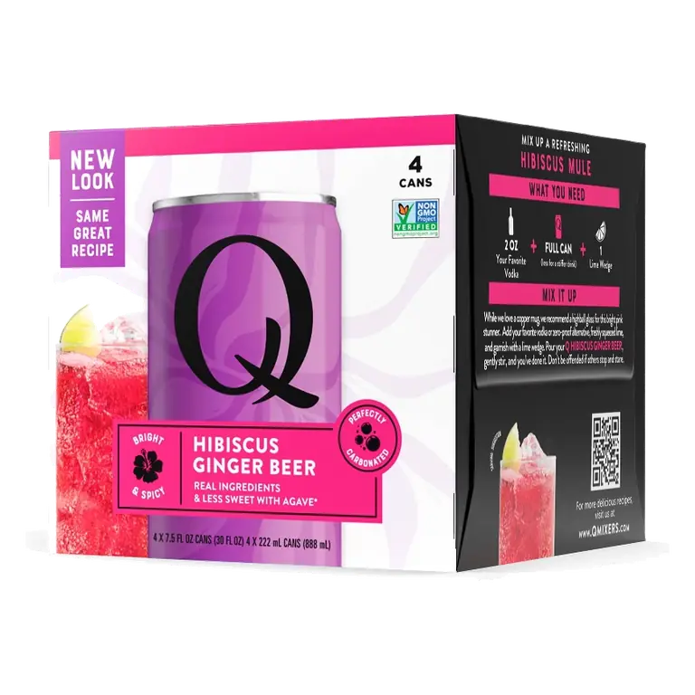 Q Mixers Hibiscus Ginger Beer, 4pk/222ml Cans