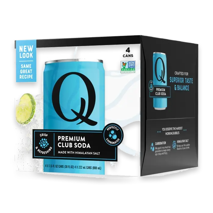 Q Mixers Club Soda, Premium Cocktail Mixer Made with Real Ingredients, 7.5 Fl Oz Pack of 4