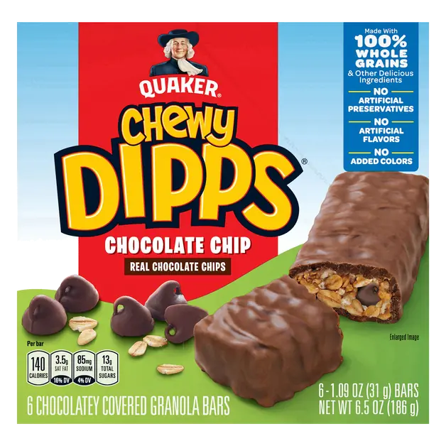 Chewy Dipps Granola Bars Chocolate Chip - 6 ct
