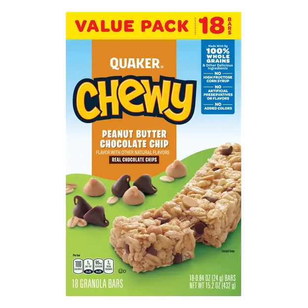 Chewy Peanut Butter Chocolate Chips Granola Bars - 18 ct