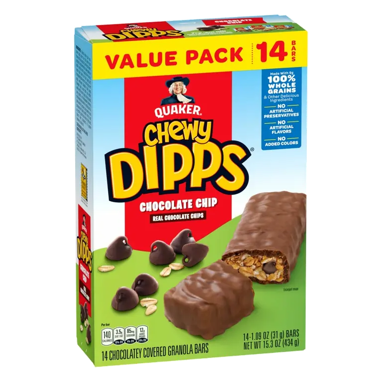 Chocolate Chip Chewy Dipps Chocolatey Covered Granola Bars