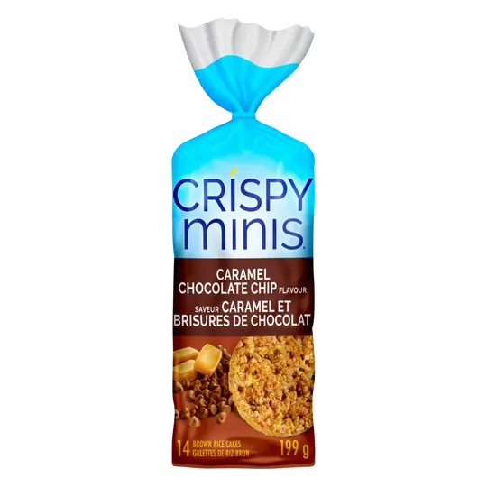 Crispy Minis Brown Rice Cakes Chocolate Chip & Caramel 199 g