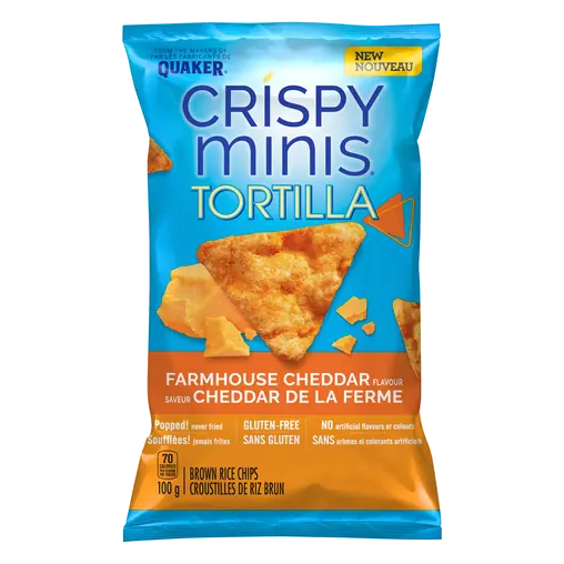 Crispy Minis Tortilla Rice Chips Farmhouse Cheddar 100 g