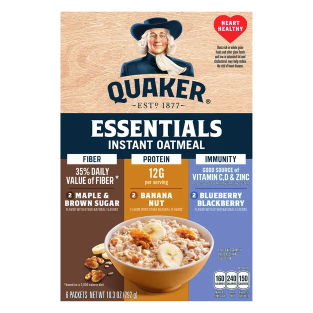 Essentials Fiber Protein & Immunity Instant Oatmeal - 6 ct