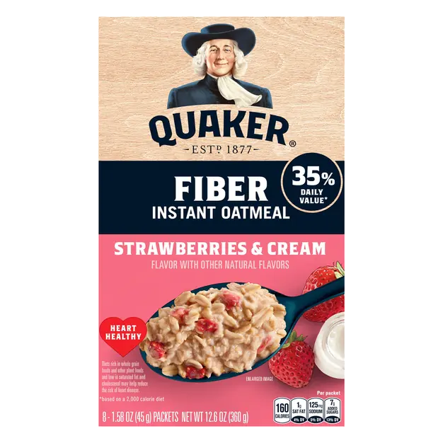 Fiber Strawberries & Cream Instant Oatmeal - 8 ct