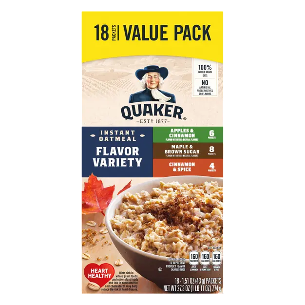 Flavor Variety Instant Oatmeal Value Pack - 18 ct