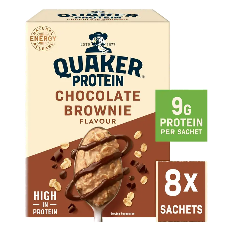 Quaker Oats 8 x 44g High Protein Chocolate Brownie Porridge Sachets