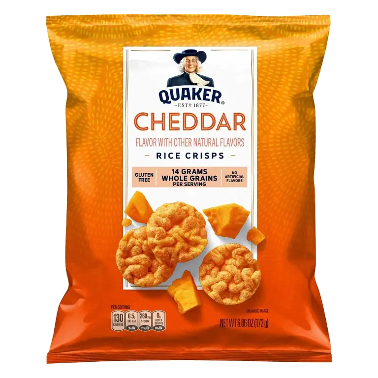 Quaker Cheddar Gluten Free Popped Rice Crisps, 6.06oz: No Artificial Preservatives, No Artificial Colors, No Artificial Flavors