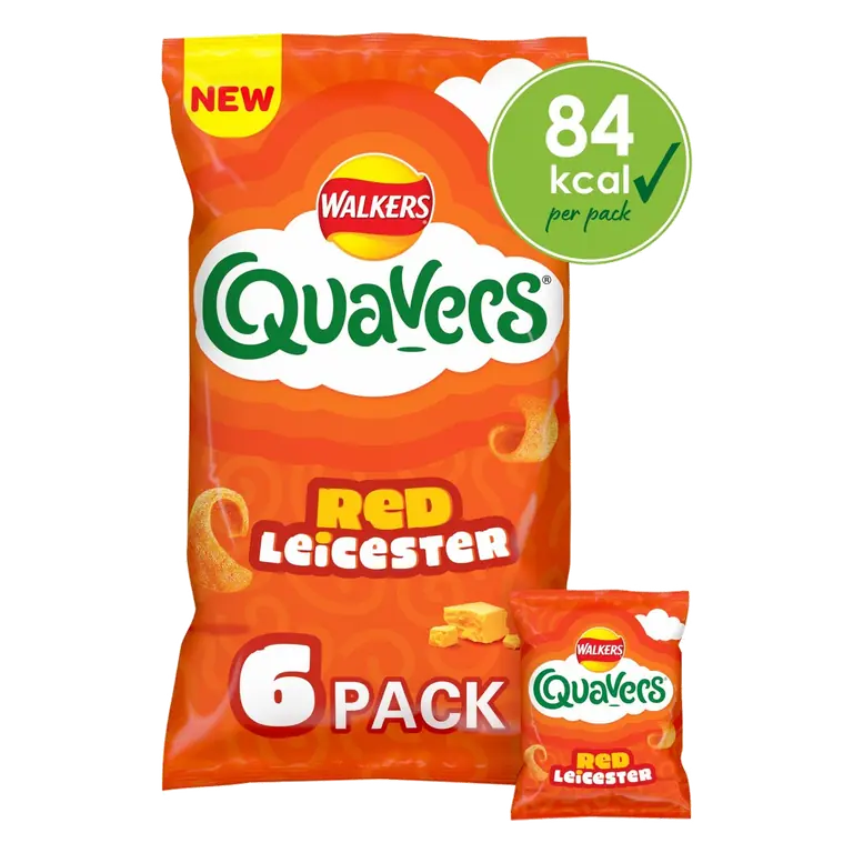Walkers Quavers Red Leicester Cheese Multipack Crisps Snacks 6x16g
