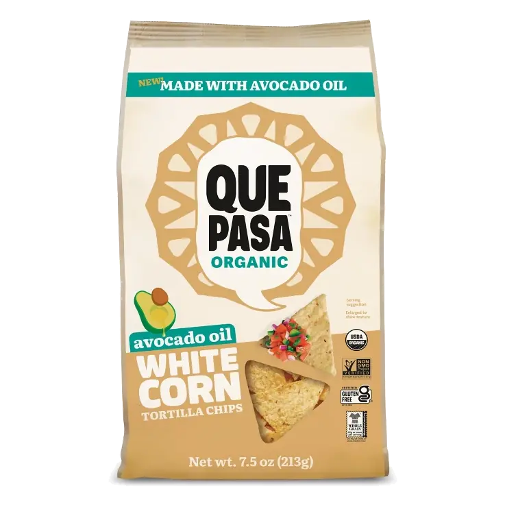 Que Pasa Organic Avocado Oil White Tortilla Chips, 7.5oz