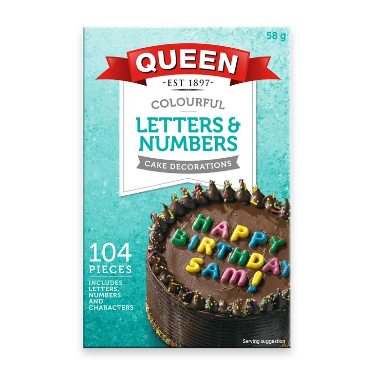 Colourful Letters & Numbers Cake Decoration