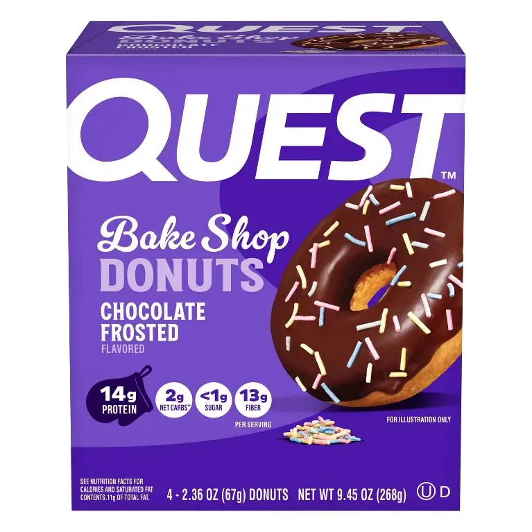 Quest Nutrition Bake Shop Chocolate Frosted Donut Protein Snack Low Sugar - 9.45oz/4pk - 14gms Protein