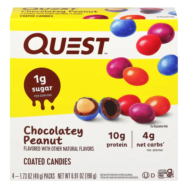Quest Candies, Chocolatey Peanut, Coated, 4 Count