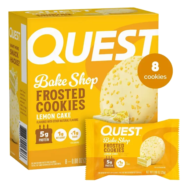 Quest Nutrition Bake Shop Lemon Cake Flavor Frosted Cookies - 5g Protein - 7.04oz/8ct