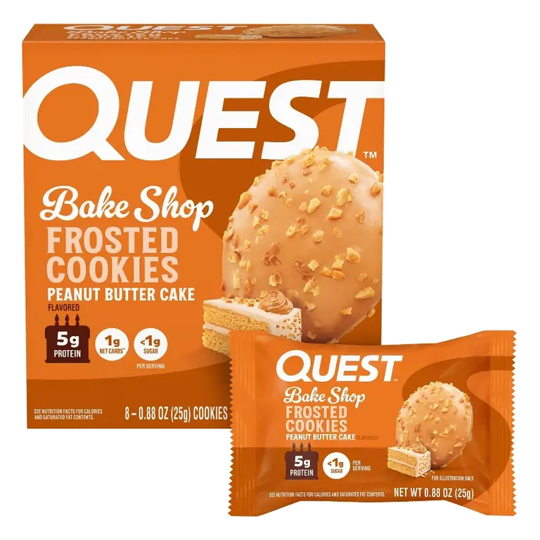 Quest Nutrition Bake Shop Peanut Butter Cake Flavor Frosted Cookies - 5g Protein - 7.04oz/8ct