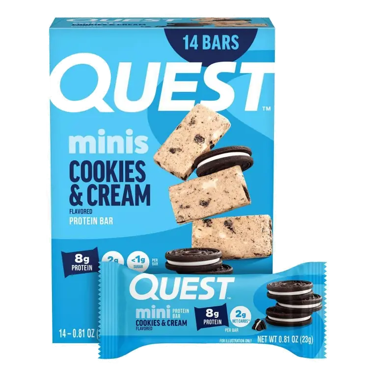 Quest Nutrition Minis Cookies & Cream Whey Mini Protein Bars - 8g Protein - 14ct