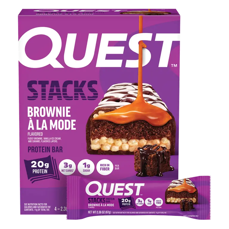 Quest Stacks Brownie A La Mode Flavored Protein Bar 2.36 oz