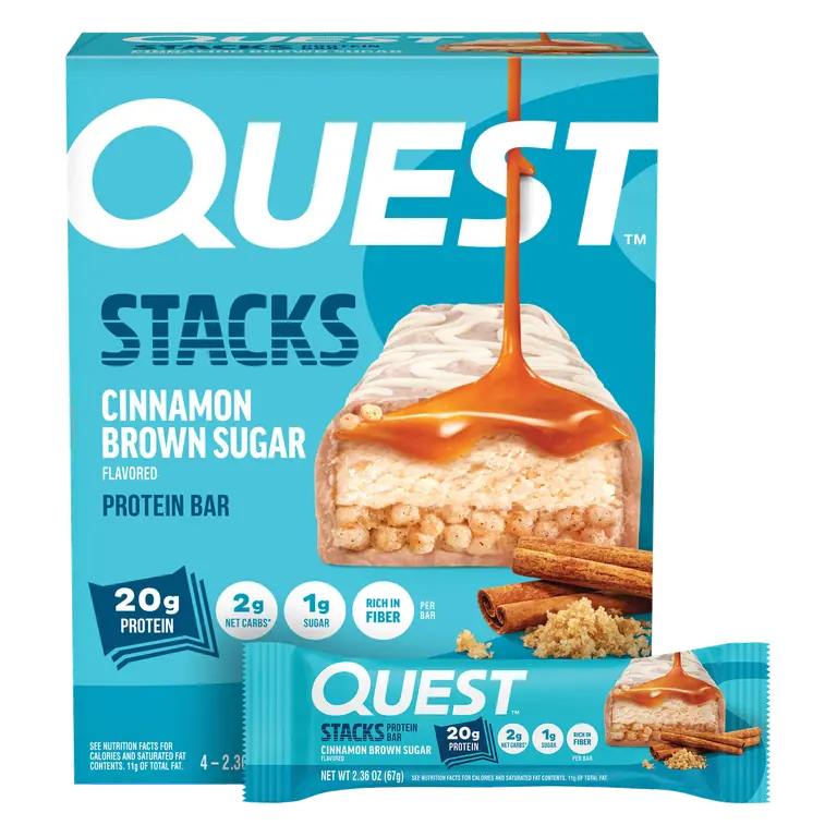 Quest Stacks Cinnamon Brown Sugar Flavored Protein Bar 2.36 oz