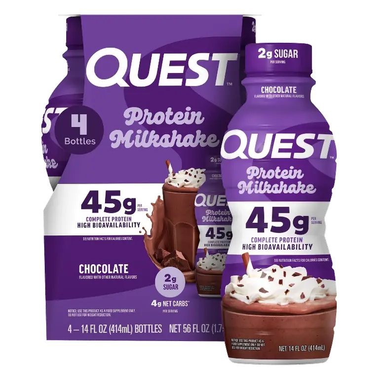 Quest Nutrition Ready to Drink High Protein Milkshake Chocolate Non-Caffeinated, 56 fl oz/4ct
