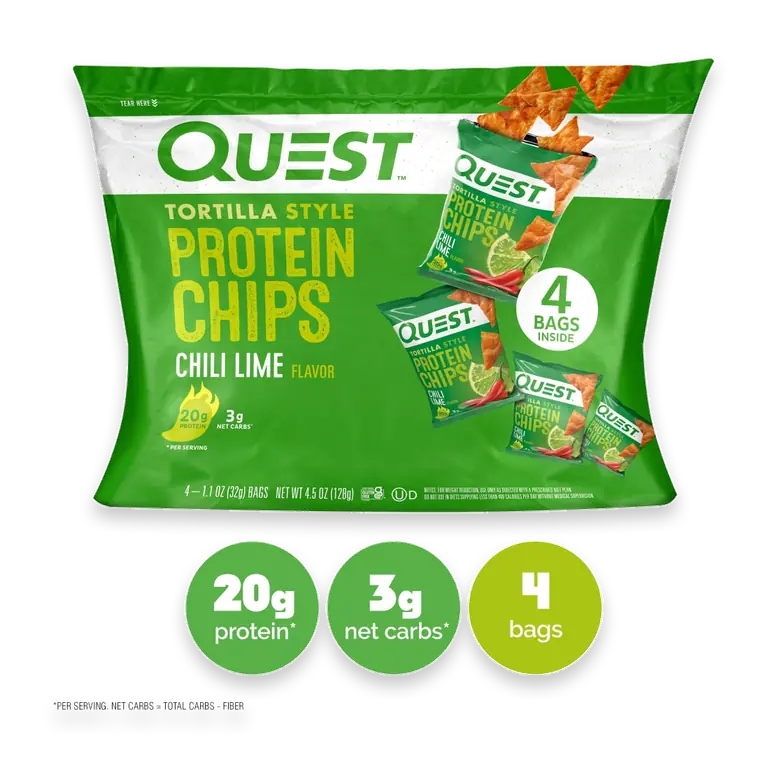 Tortilla Style Protein Chips Chili Lime