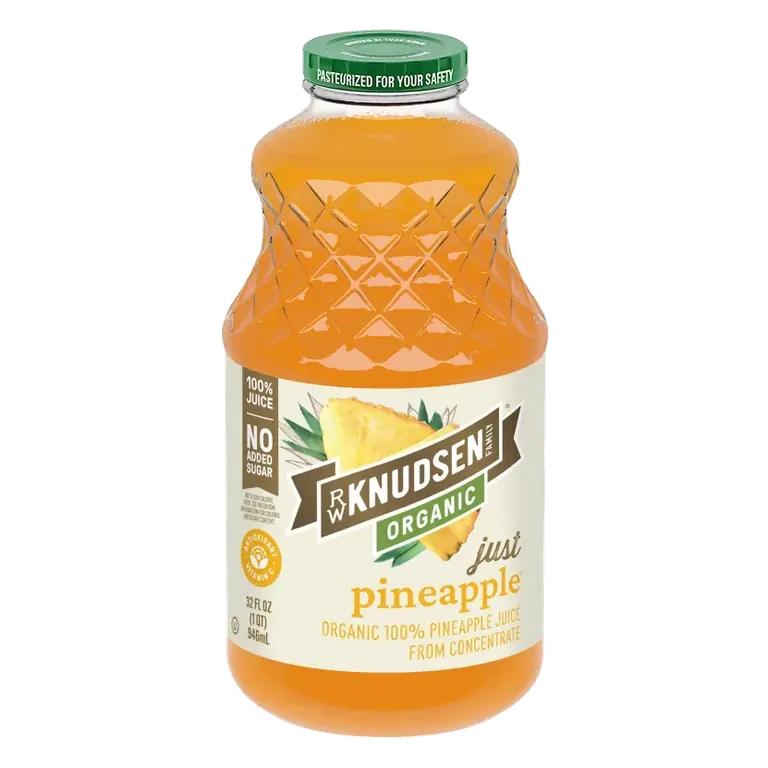 R.W. Knudsen Family Organic Just Pineapple Juice, 32 fl oz Glass Bottle