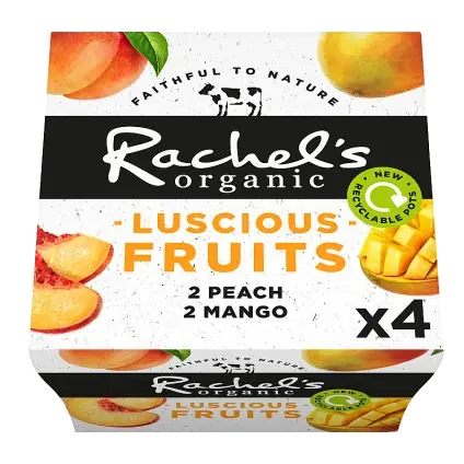 Rachels Dairy Luscious Fruits Peach & Mango Organic Yogurts