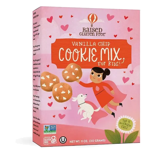 Raised Gluten Free Vanilla Chocolate Chip Cookie Mix with Valentine Cards Printed on Box, 11oz