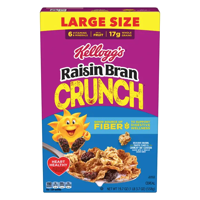 Kellogg's Raisin Bran Crunch Good Source Of Fiber Crunch Breakfast Cereal, 19.7 oz
