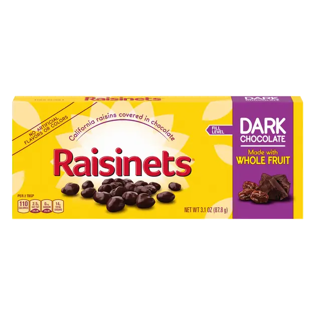 Dark Chocolate Candy Covered Raisins Movie Theater Box