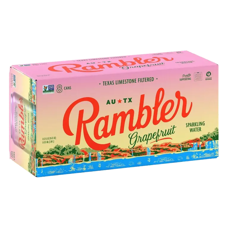 Rambler Grapefruit Sparkling Water, 8pk/12 fl oz Cans: Non-Caffeinated