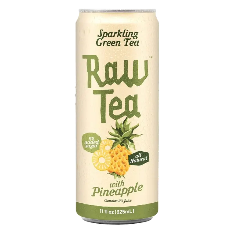 Raw Tea Sparkling Green Tea with Pineapple Juice, 11 fl oz Can