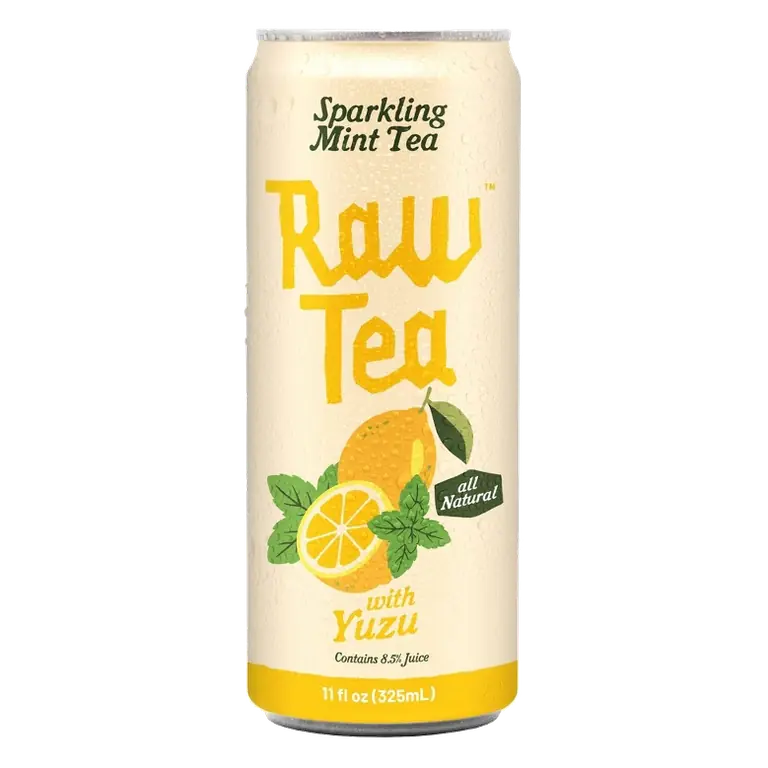 Raw Tea Sparkling Mint Tea with Yuzu, 11 fl oz Can