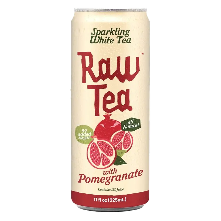Raw Tea Sparkling White Tea with Pomegranate Juice, 11fl oz Can