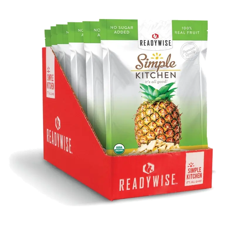 ReadyWise Simple Kitchen Organic Freeze Dried Pineapple, 7.2oz/6ct