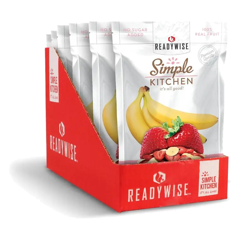 READYWISE Vegan Gluten Free Simple Kitchen Strawberries & Bananas, 6.6oz / 6ct
