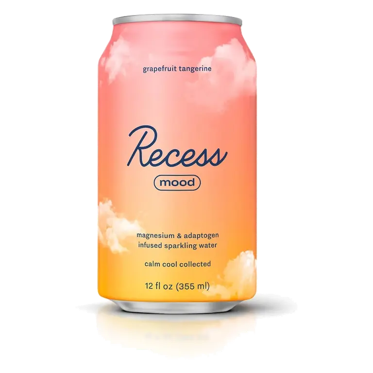 Recess Mood Grapefruit Tangerine Sparkling Water with Magnesium L Threonate, 12 fl oz