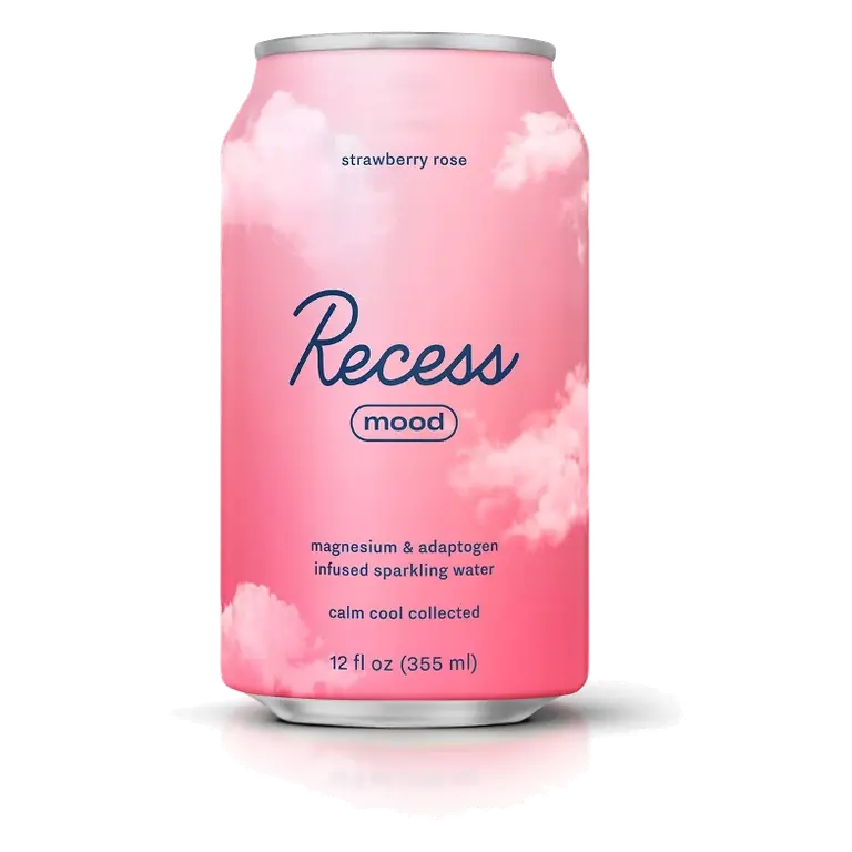 Recess Mood Strawberry Rose Sparkling Water with Magnesium L Threonate, 12 fl oz