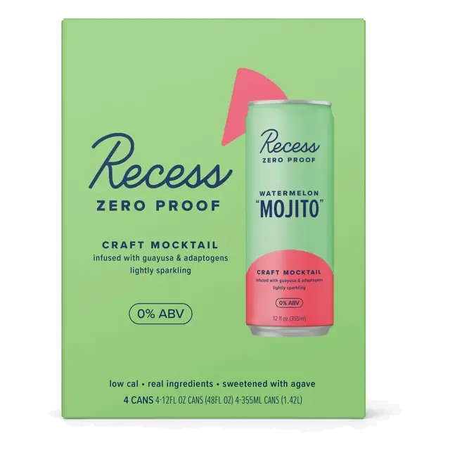 Recess Zero Proof Watermelon Mojito Non-Alcoholic, 4pk/12 fl oz Cans