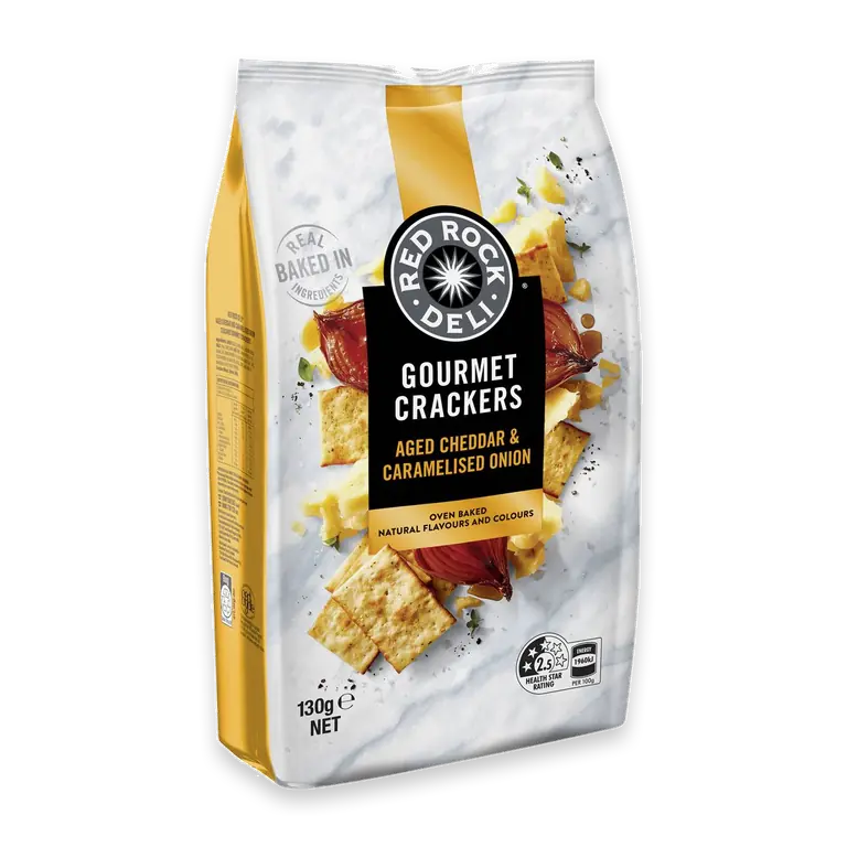 Gourmet Crackers Aged Cheddar & Caramelised Onion
