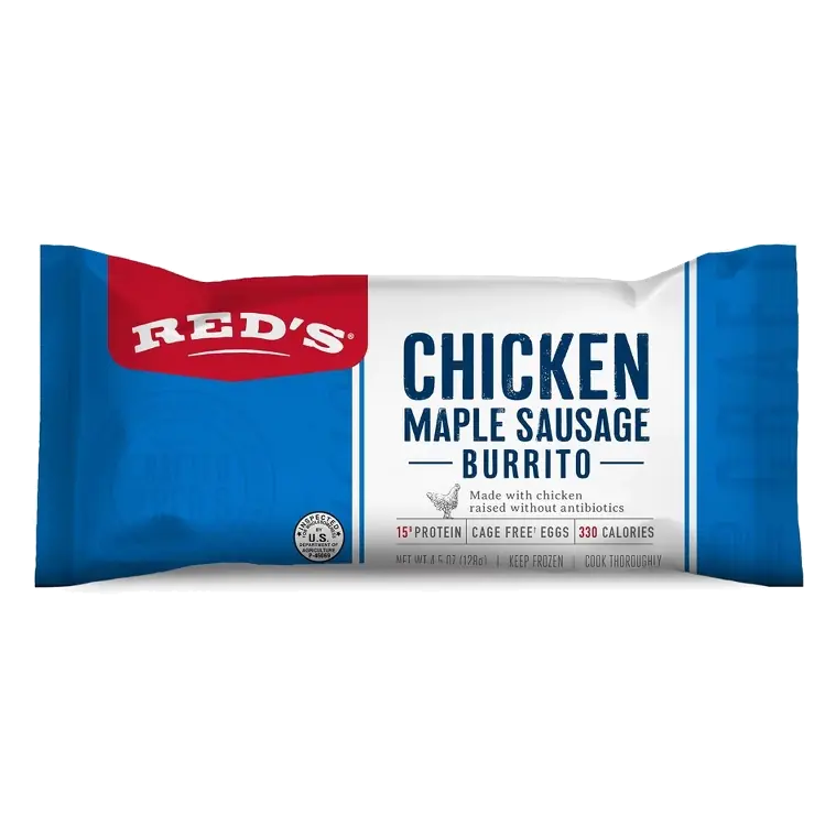 Red's All Chicken Maple Sausage Egg & Cheese Breakfast Burrito, 4.5oz
