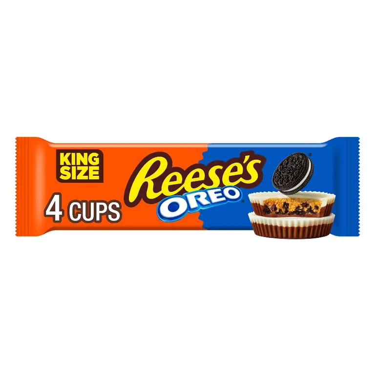 Reese's with OREO Milk Chocolate and White Crème Peanut Butter Cups King Size Candy, 2.8 oz